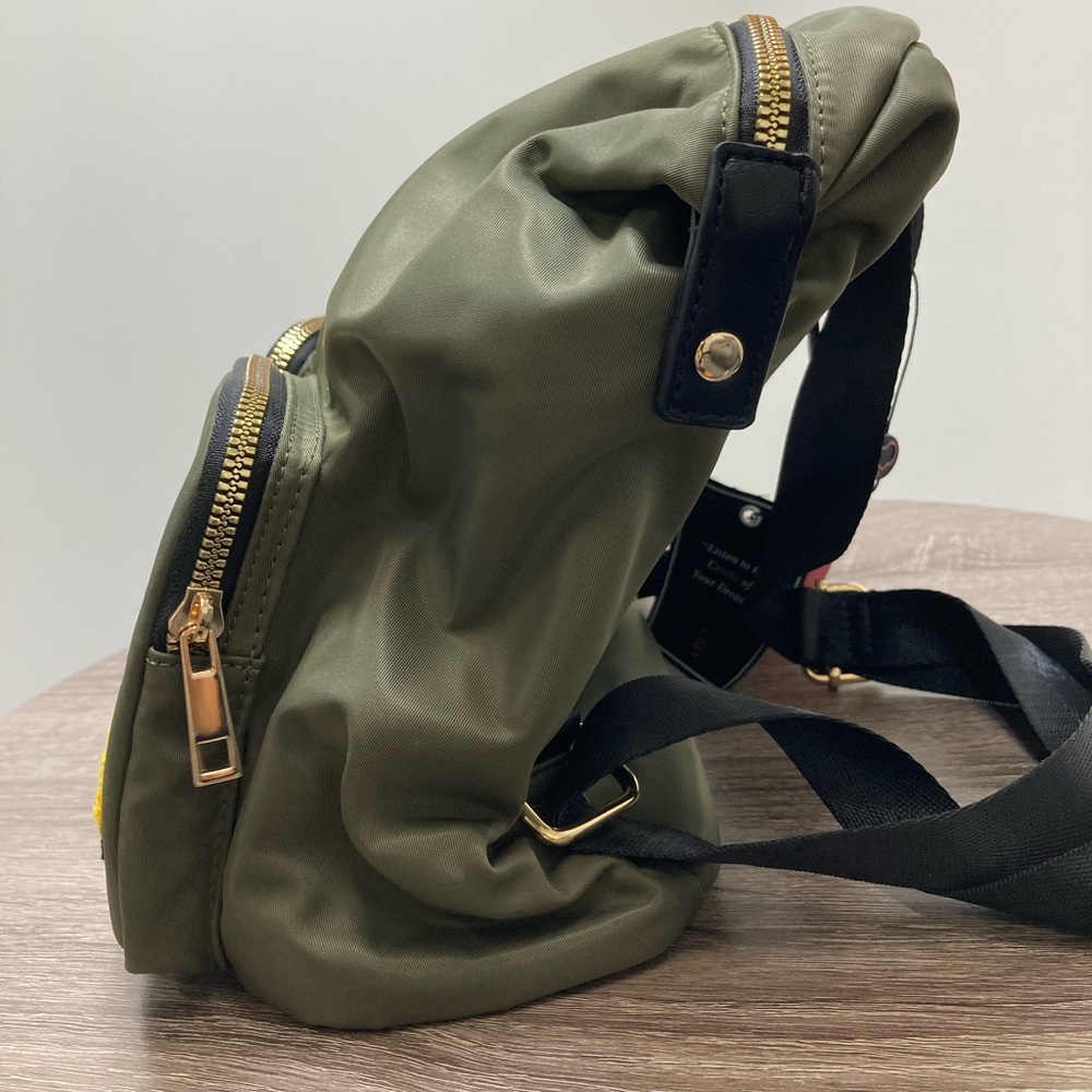 LIKE DREAMS Olive Smiley Patch Nylon Backpack - Picture 2 of 7